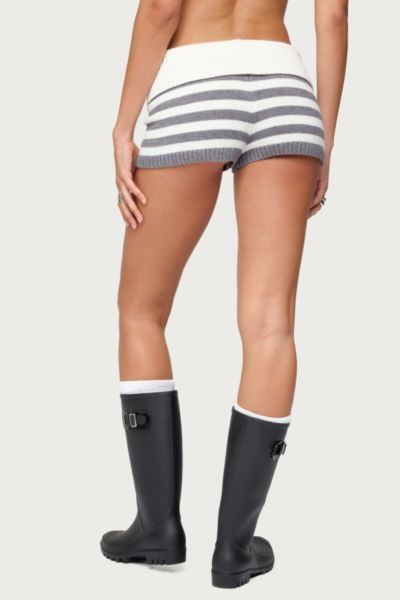 Edikted Saphi Striped Foldover Knit Shorts