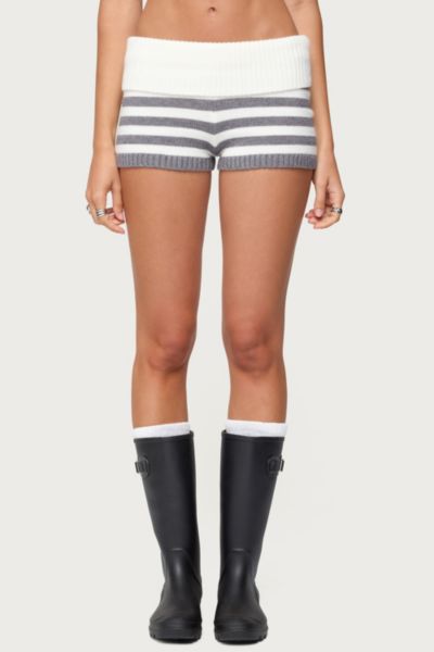 Edikted Saphi Striped Foldover Knit Shorts