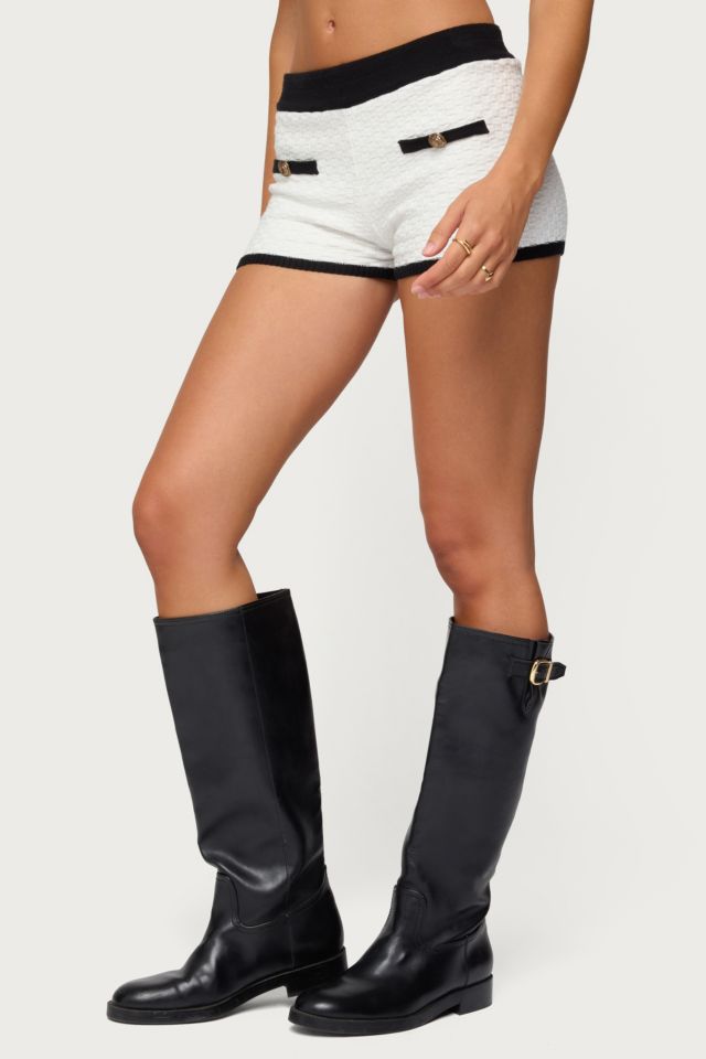 Edikted Mara Contrast Textured Knit Shorts #2