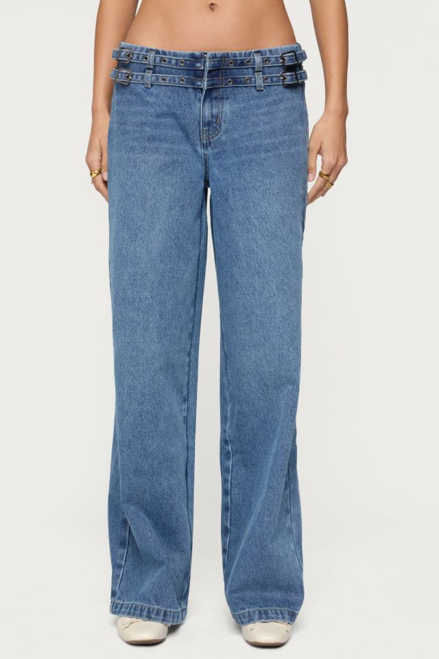 Edikted Livia Double Belt Low Rise Jeans #1