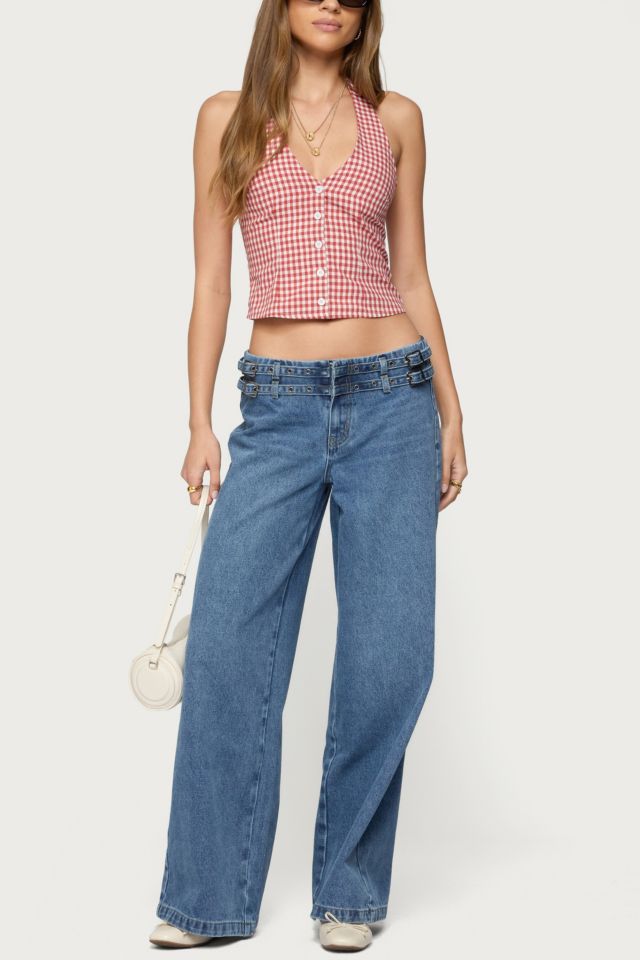 Edikted Livia Double Belt Low Rise Jeans