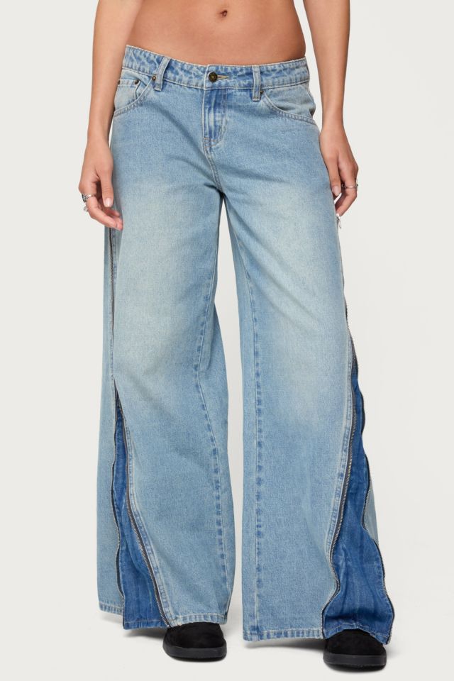 Edikted Zippered Washed Wide Leg Jeans #1
