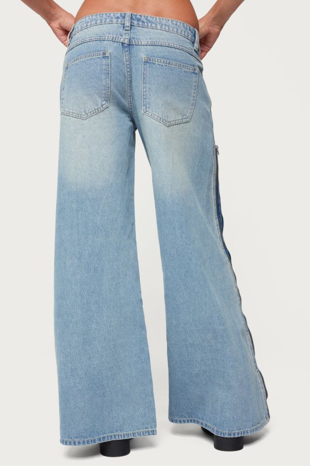 Edikted Zippered Washed Wide Leg Jeans #4