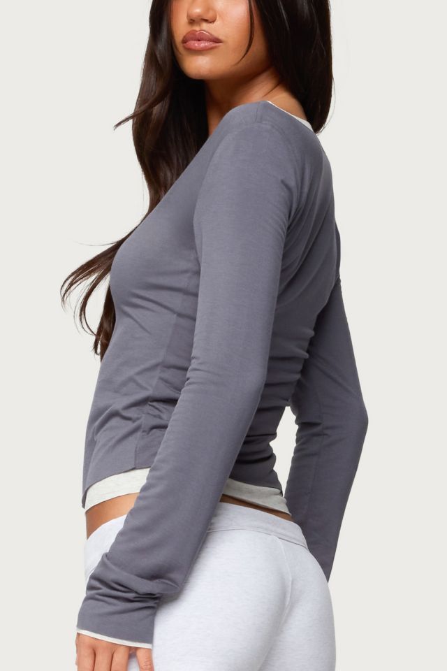 Edikted Orella Contrast Layered Long Sleeve Top #4