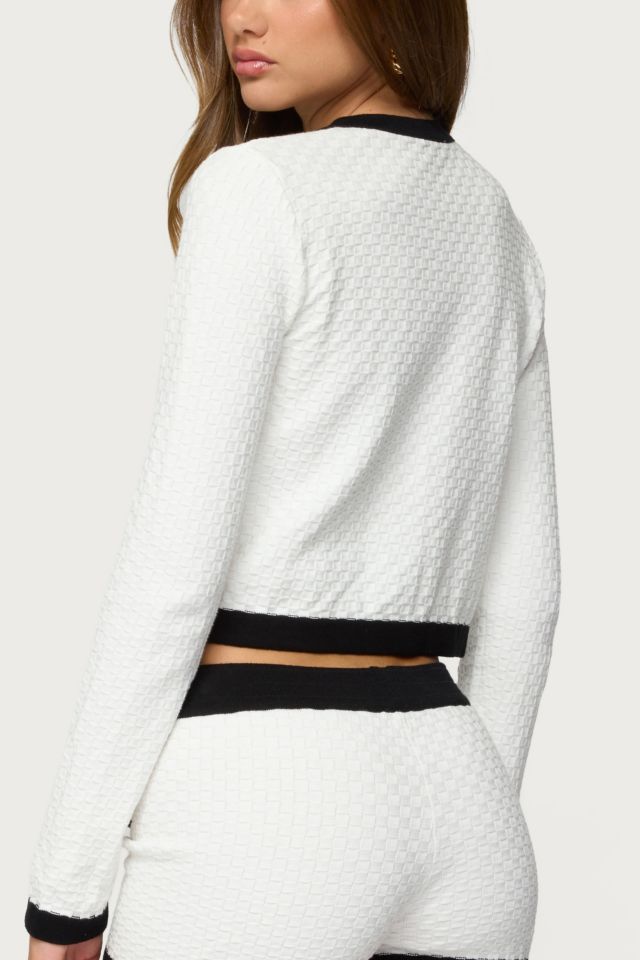 Edikted Mara Contrast Textured Knit Cardigan #4