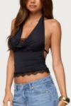 Edikted Layered Lacey Cowl Neck Halter Top