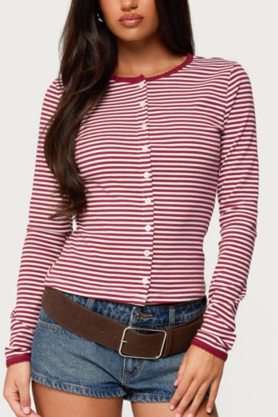 Edikted Rayla Striped Button Up Top