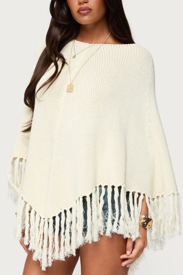 Edikted Kamila Fringe Knit Poncho #2