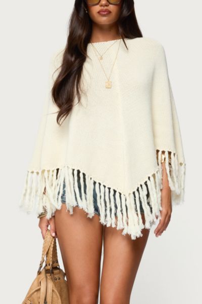 Edikted Kamila Fringe Knit Poncho