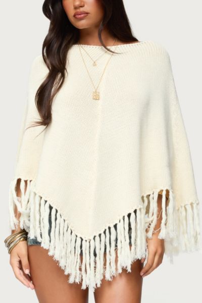 Edikted Kamila Fringe Knit Poncho