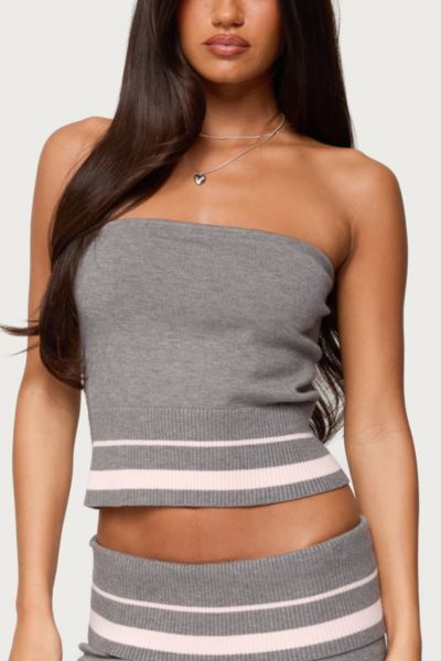 Edikted Kaliya Stripey Strapless Knit Top