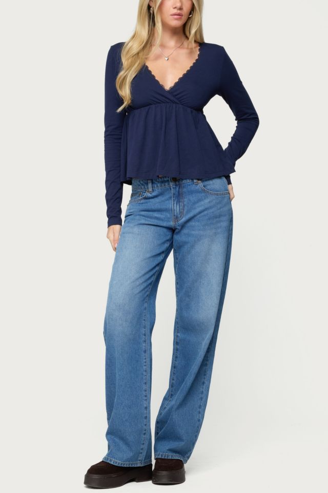 Edikted Kenzie Long Sleeve Babydoll Top #1