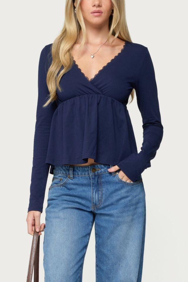 Edikted Kenzie Long Sleeve Babydoll Top #3