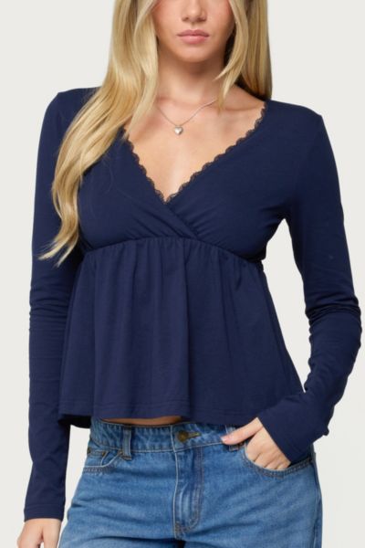 Edikted Kenzie Long Sleeve Babydoll Top