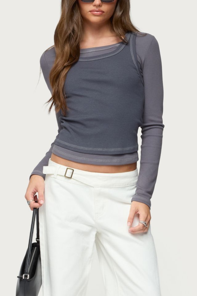 Edikted Zane Contrast Layered Long Sleeve Top #3