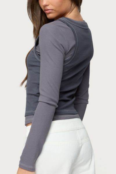 Edikted Zane Contrast Layered Long Sleeve Top