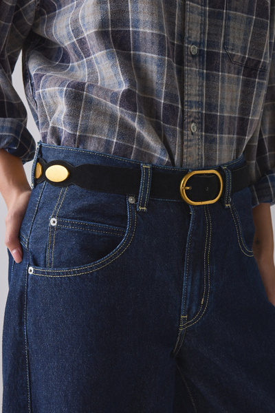 Urban Outfitters Boho Oval Studded Leather Belt In Black, Women's At