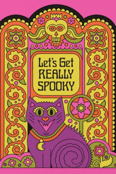Red Cap Let's Get Spooky Halloween Card