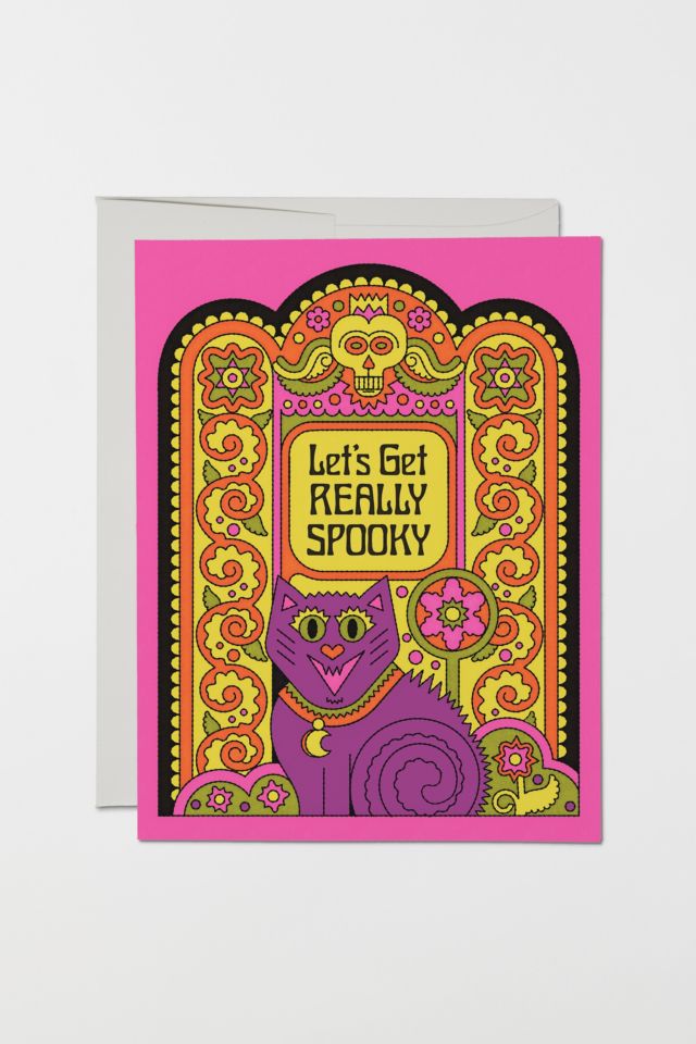 Red Cap Let's Get Spooky Halloween Card