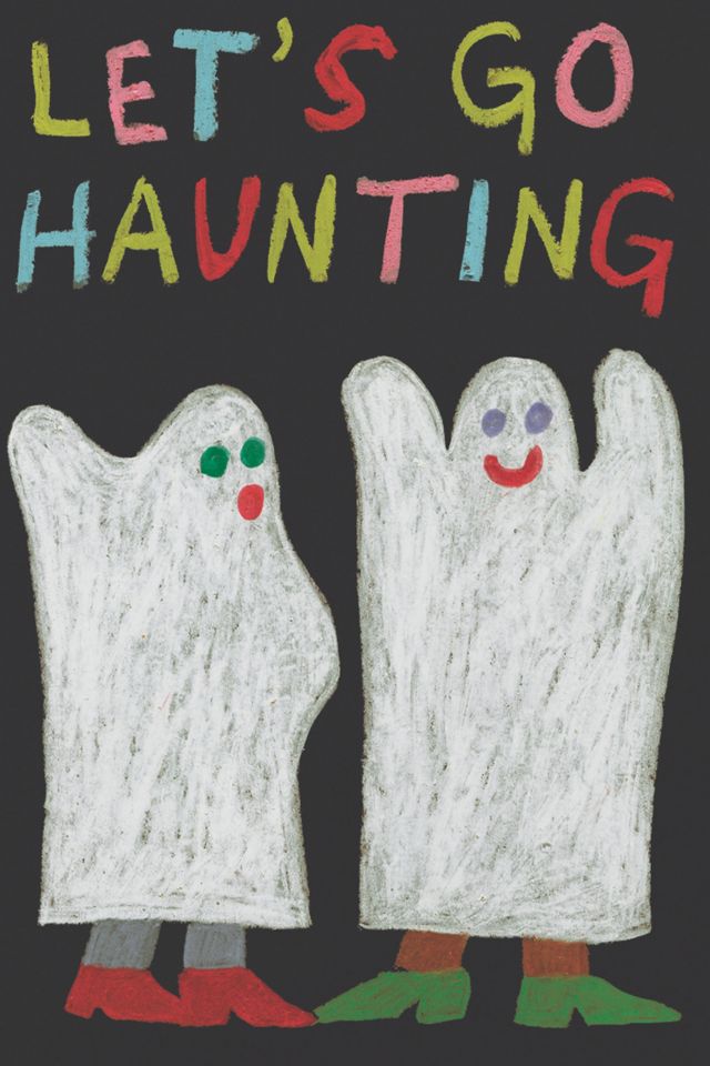 Red Cap Let's Go Haunting Halloween Card #1