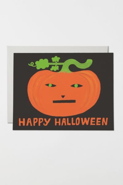 Red Cap Jack-o'-Lantern Halloween Card