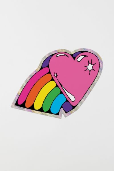 Red Cap Rainbow Heart Sticker