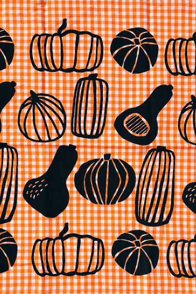 Julie Peach Gingham & Gourds Tea Towel