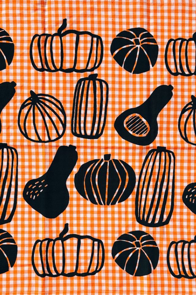 Julie Peach Gingham & Gourds Tea Towel #1