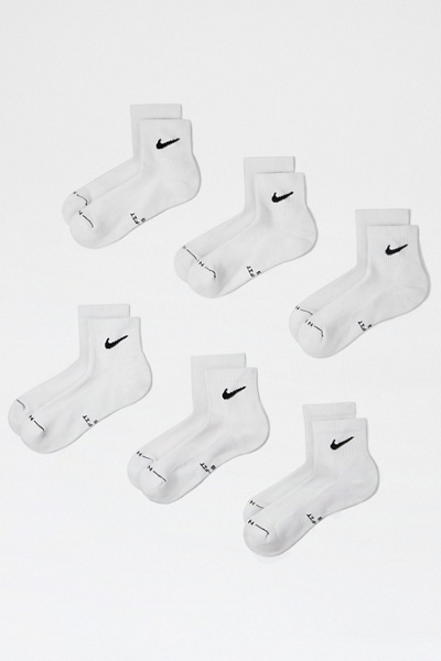 Nike Elevated Ankle Socks 6-Pack in White, Men's at Urban Outfitters