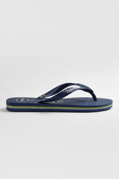 Havaianas Women's Brazil Logo Flip Flop Sandal In Navy Blue, Women's At Urban Outfitters In Blue