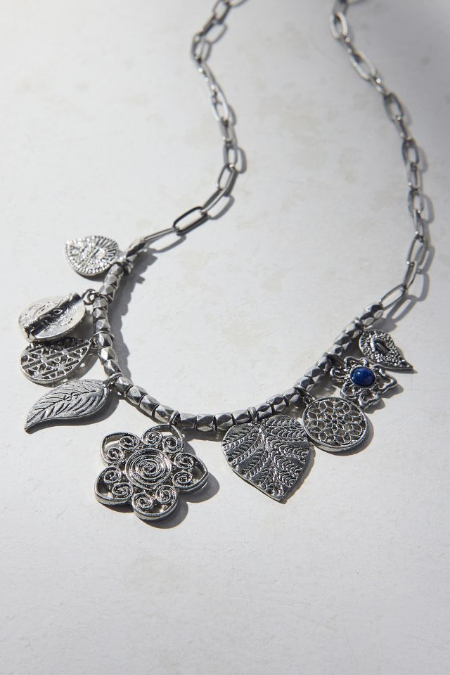 Etched Metal Charm Necklace #1