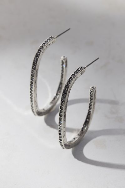 Rhinestone Squared Hoop Earring