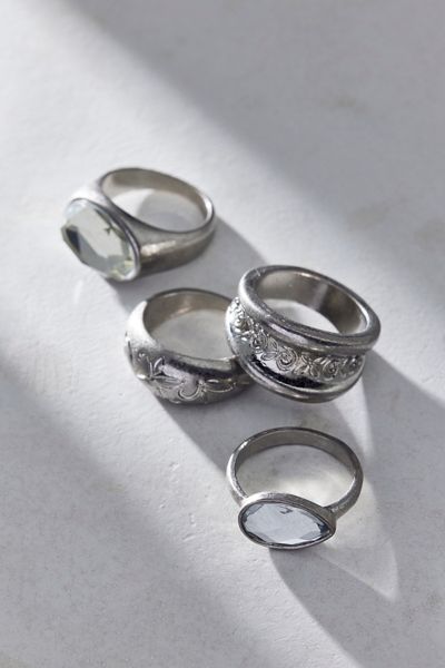 Bezel Gem Rings Set