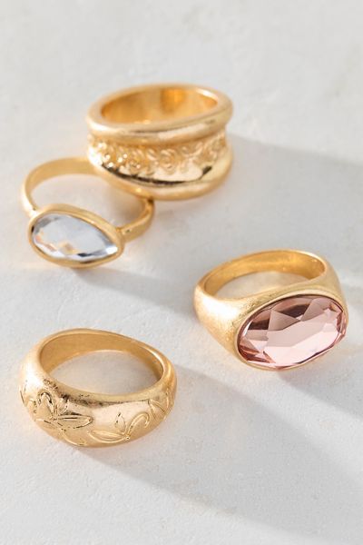 Bezel Gem Rings Set