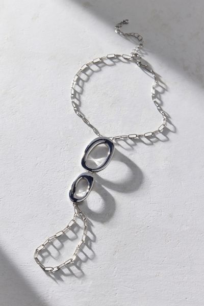 Urban Outfitters Geo Oval Hand Chain In Silver, Women's At  In Silver
