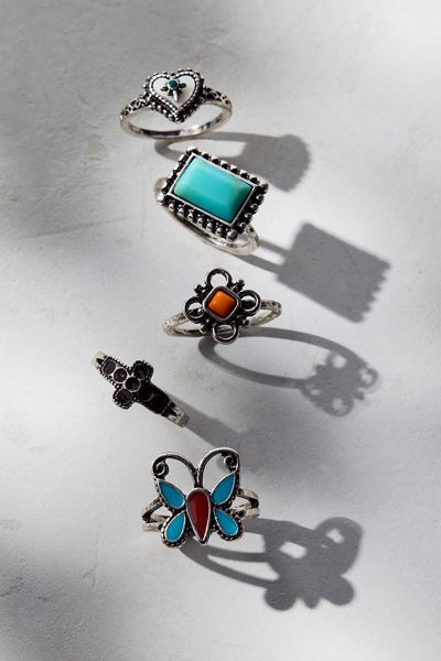 In The Desert Boho Turquoise Ring Set