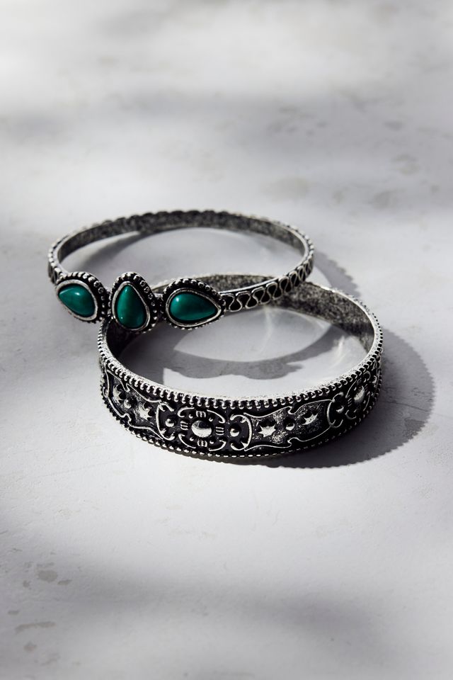 Protector Boho Turquoise Bangle Bracelet Set #1