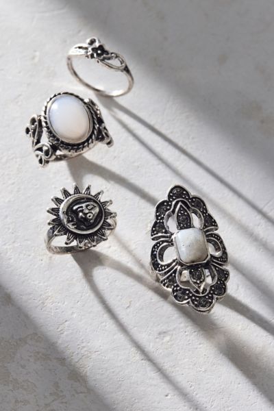 Urban Outfitters Protector Boho Ring Set In Silver, Women's At  In Silver