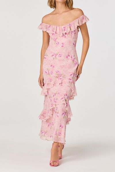 chinese dress ladies Maeryn Plaid Ruffle Trim Maxi Dress main image 1