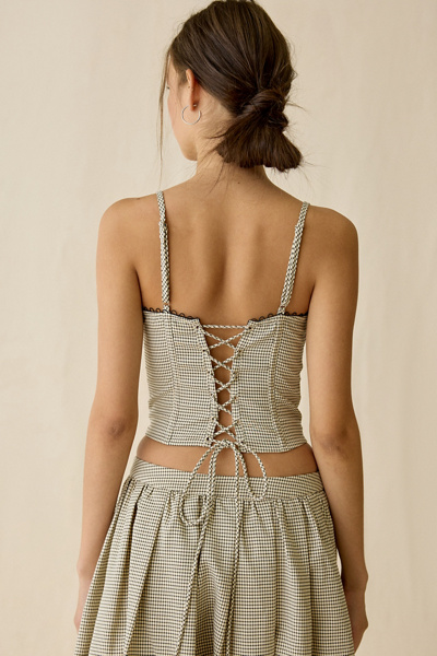 ASTR The Label Chastity Houndstooth Bustier Top