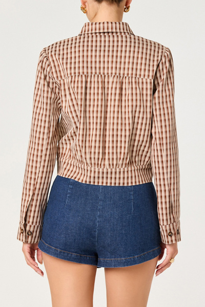 ASTR The Label Jesse Plaid Cropped Jacket