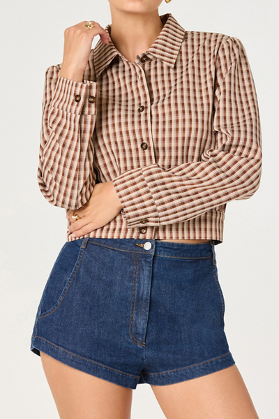 ASTR The Label Jesse Plaid Cropped Jacket
