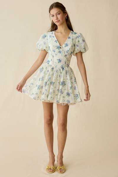 ASTR The Label Sommer Floral Puff Sleeve Mini Dress