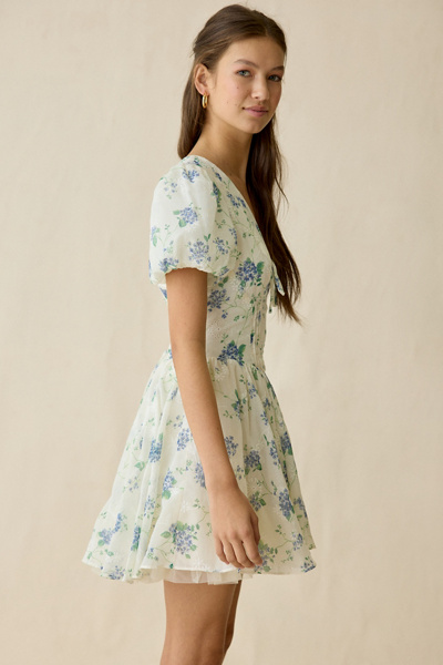 ASTR The Label Sommer Floral Puff Sleeve Mini Dress