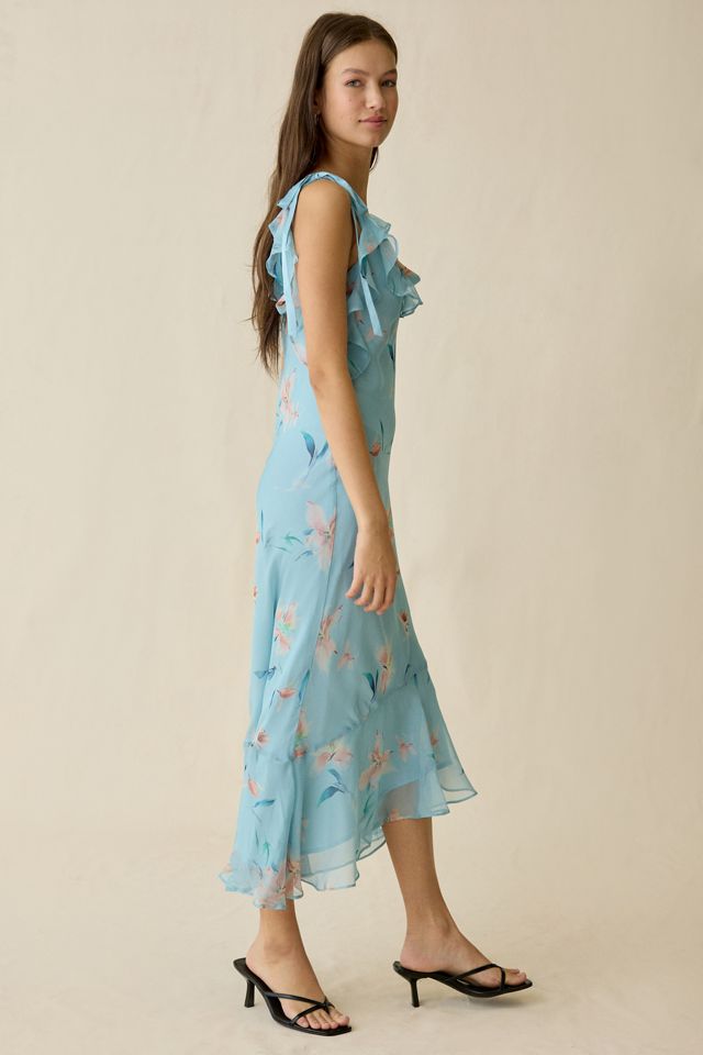 ASTR The Label Nissa Ruffle Tie-Strap Midi Dress #1