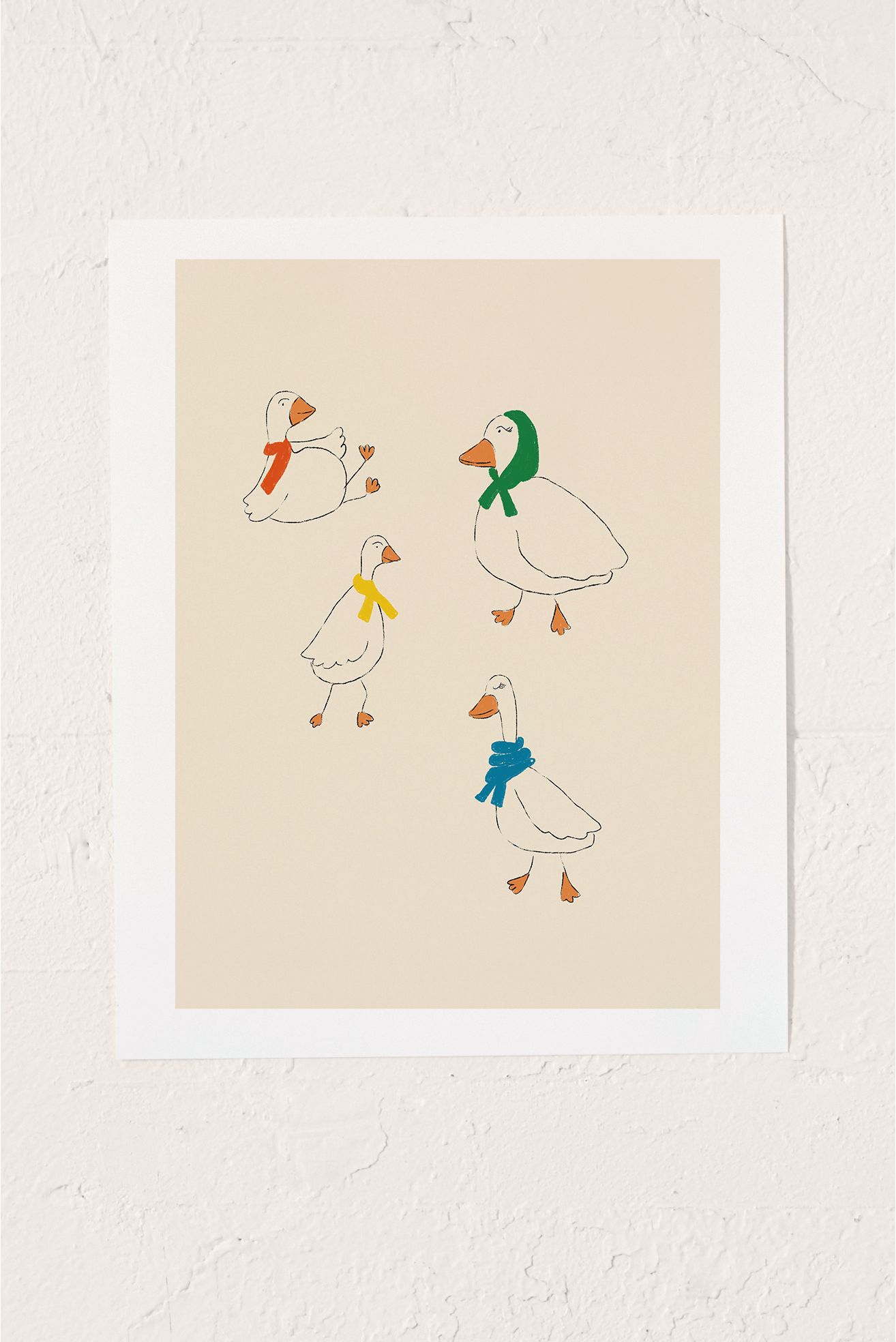 ANIAGRETASTUDIO Ducks Scarves Art Print - No Frame