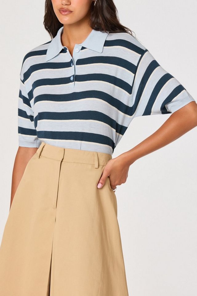ASTR The Label Scottie Striped Short Sleeve Polo Sweater #2