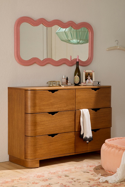 6 drawer short dresser Carrington Cherry Wood 6-Drawer Low Dresser