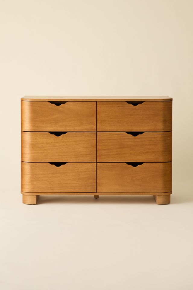 Commode courte Naia en bois à 6 tiroirs #1