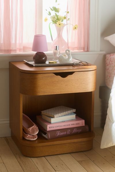 Naia Wood Storage Nightstand